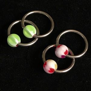 Beach Ball Acrylic 16g Captive Hoops 316L 12mm